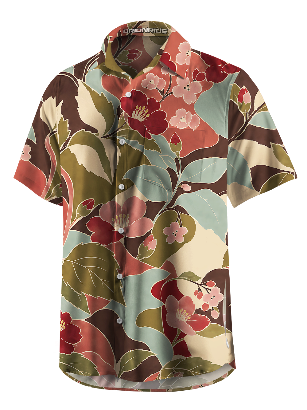 Orionride Vintage Blossoms Zipper Pockets Ultra Lightweight Short Sleeves Gravel Shirt