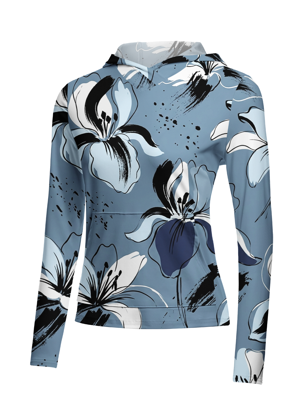 Orionride Ink Bloom Women's Long Sleeve Cycling Hoodie Shirt