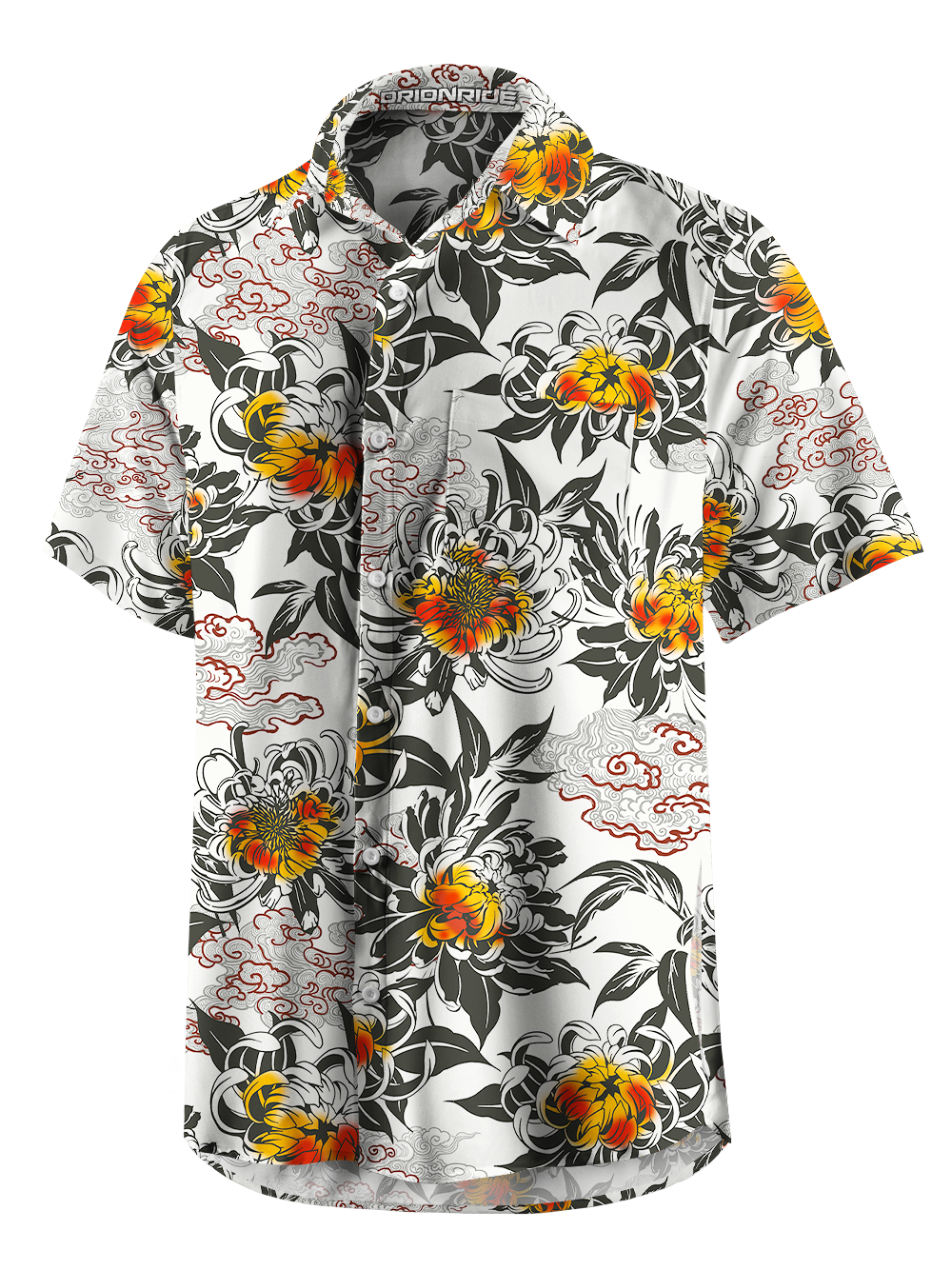 Orionride Chrysanthemums In Full Bloom Zipper Pockets Ultra Lightweight Short Sleeves Gravel Shirt