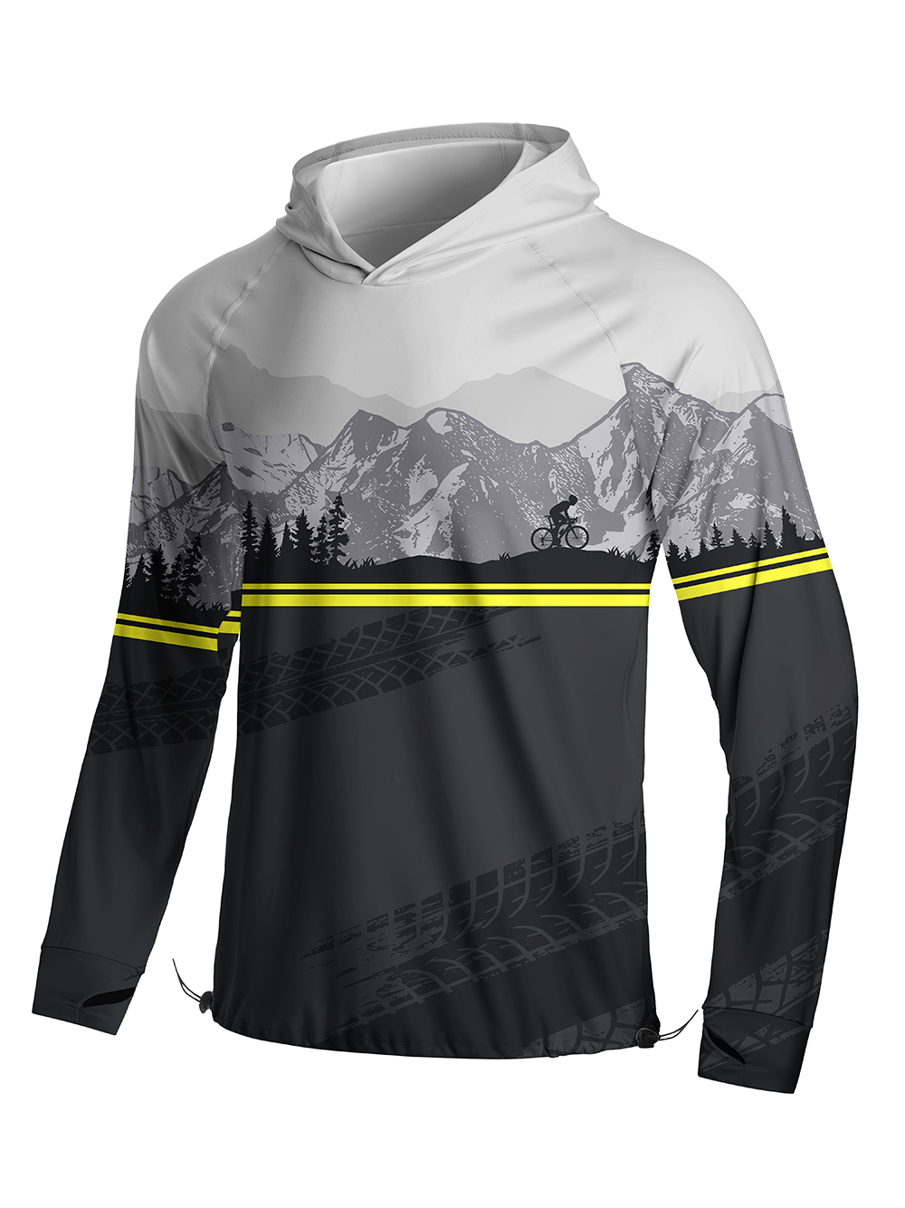 Orionride Layered Mountain Rangese Long Sleeve Cycling Hoodie Shirt