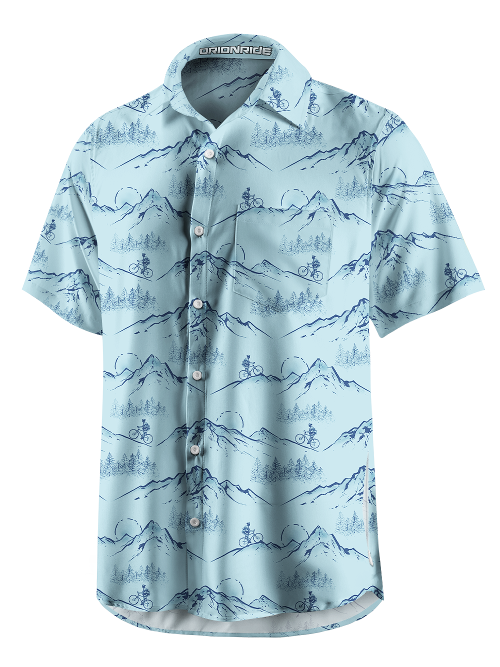 Orionride Mountain Outline Zipper Pockets Ultra Lightweight Short Sleeves Gravel Shirt