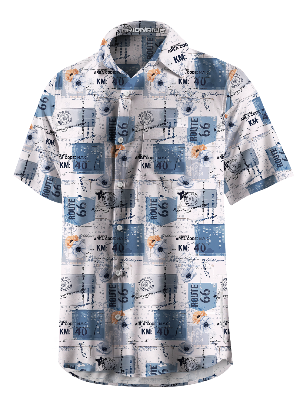 Orionride Highway Stamps Zipper Pockets Ultra Lightweight Short Sleeves Gravel Shirt