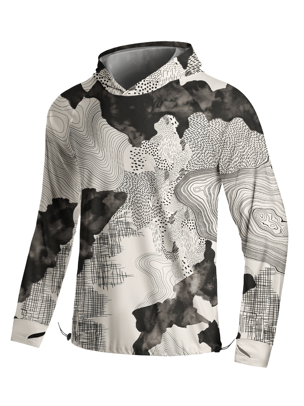 Orionride Abstract Terrain Long Sleeve Cycling Hoodie Shirt
