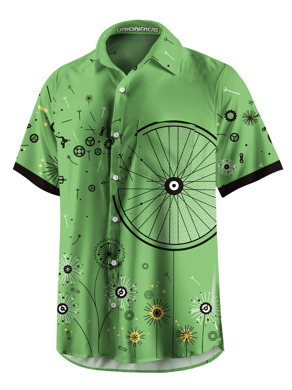 Orionride Mechanical Dandelion Zipper Pockets Ultra Lightweight Short Sleeves Gravel Shirt