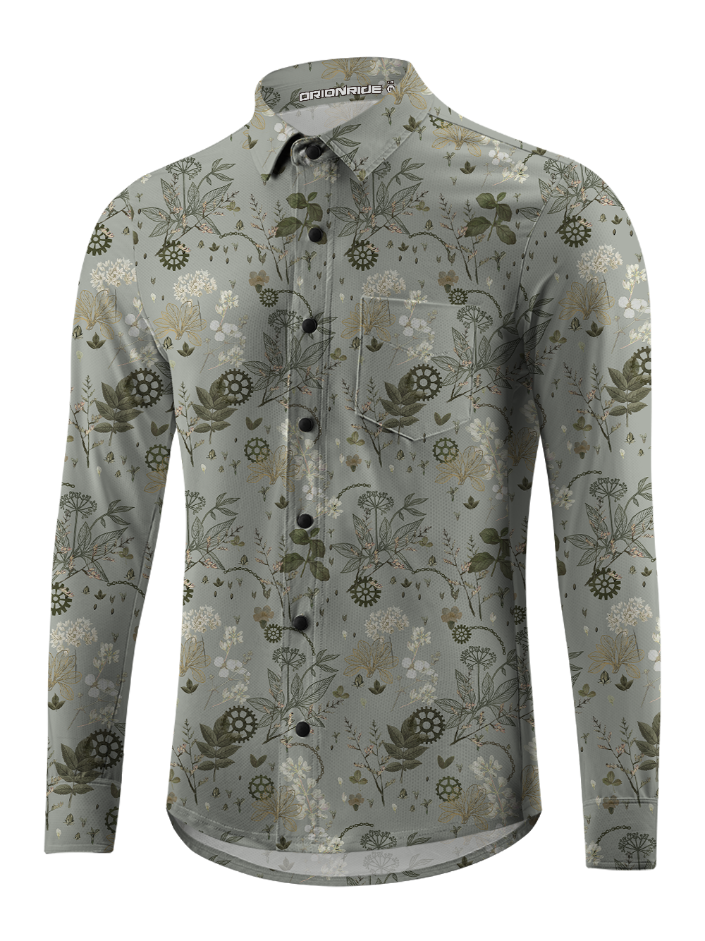 Orionride Withered Leaves Men's Stretchy Breathable Long Sleeve Gravel Shirt