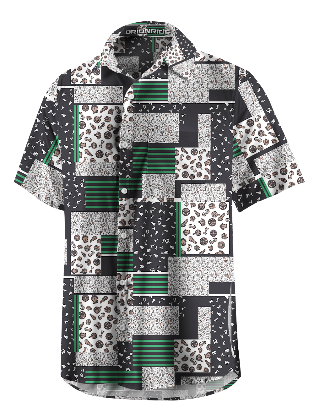 Orionride Geometric Parts Assembly Zipper Pockets Ultra Lightweight Short Sleeves Gravel Shirt