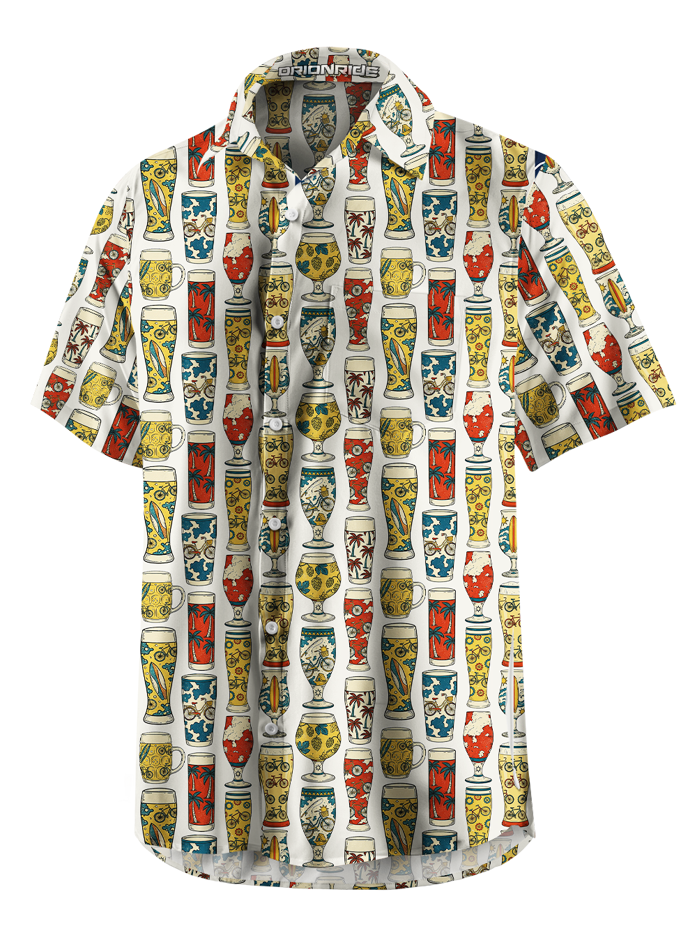Orionride Colorful Beer Zipper Pockets Ultra Lightweight Short Sleeves Gravel Shirt