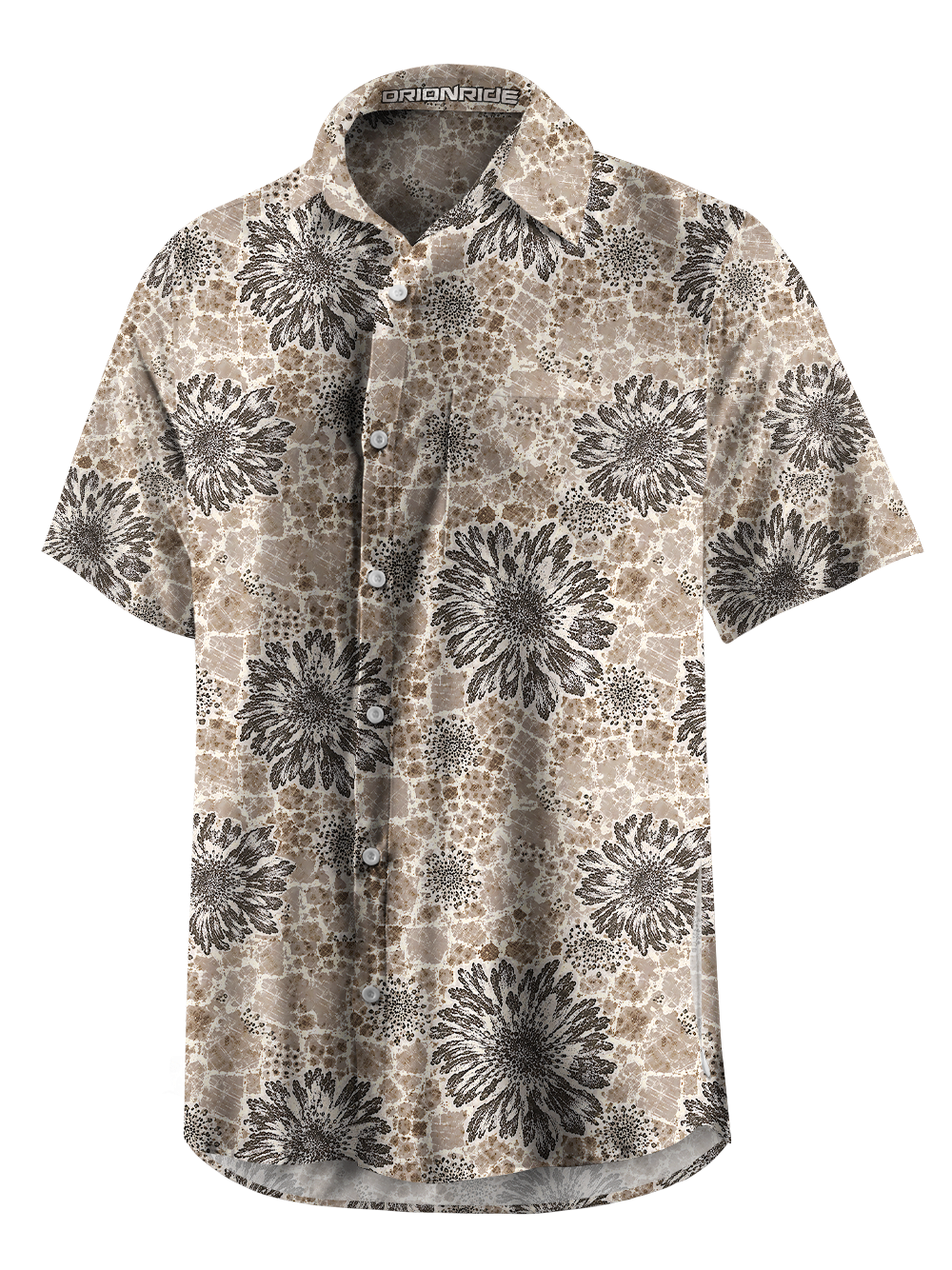 Orionride Midnight Blooms Zipper Pockets Ultra Lightweight Short Sleeves Gravel Shirt