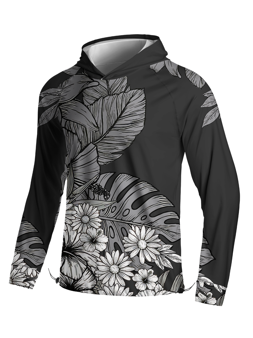 Orionride Shadow Flowers Long Sleeve Cycling Hoodie Shirt