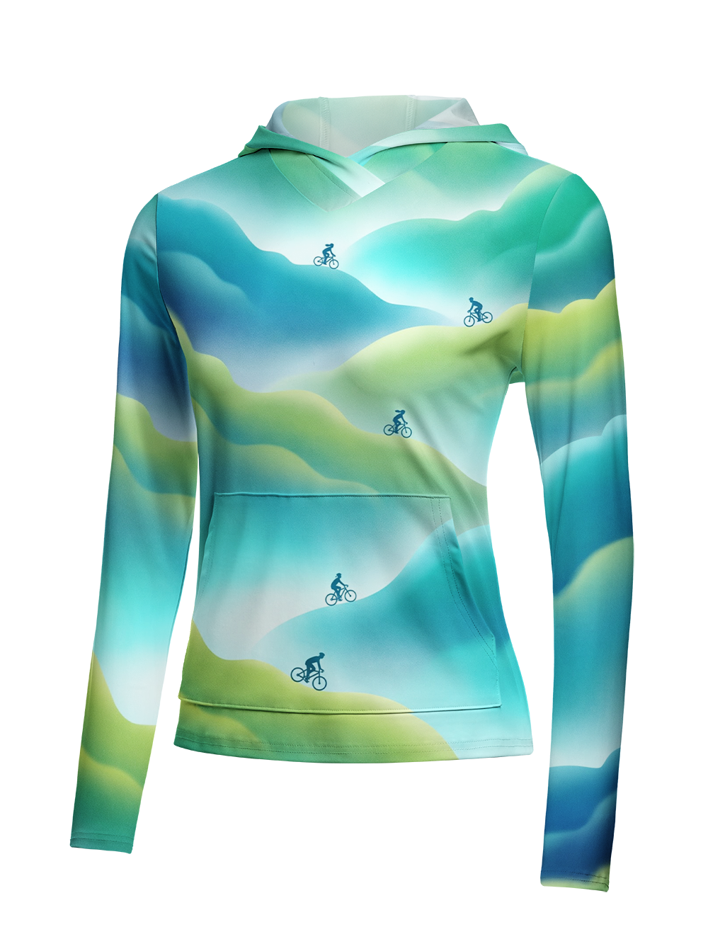 Orionride Green Travel Women's Long Sleeve Cycling Hoodie Shirt