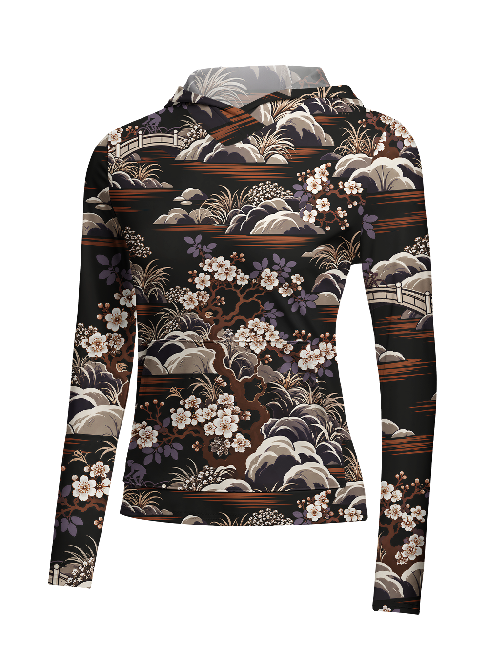 Orionride Silent Chinoiserie Women's Long Sleeve Cycling Hoodie Shirt