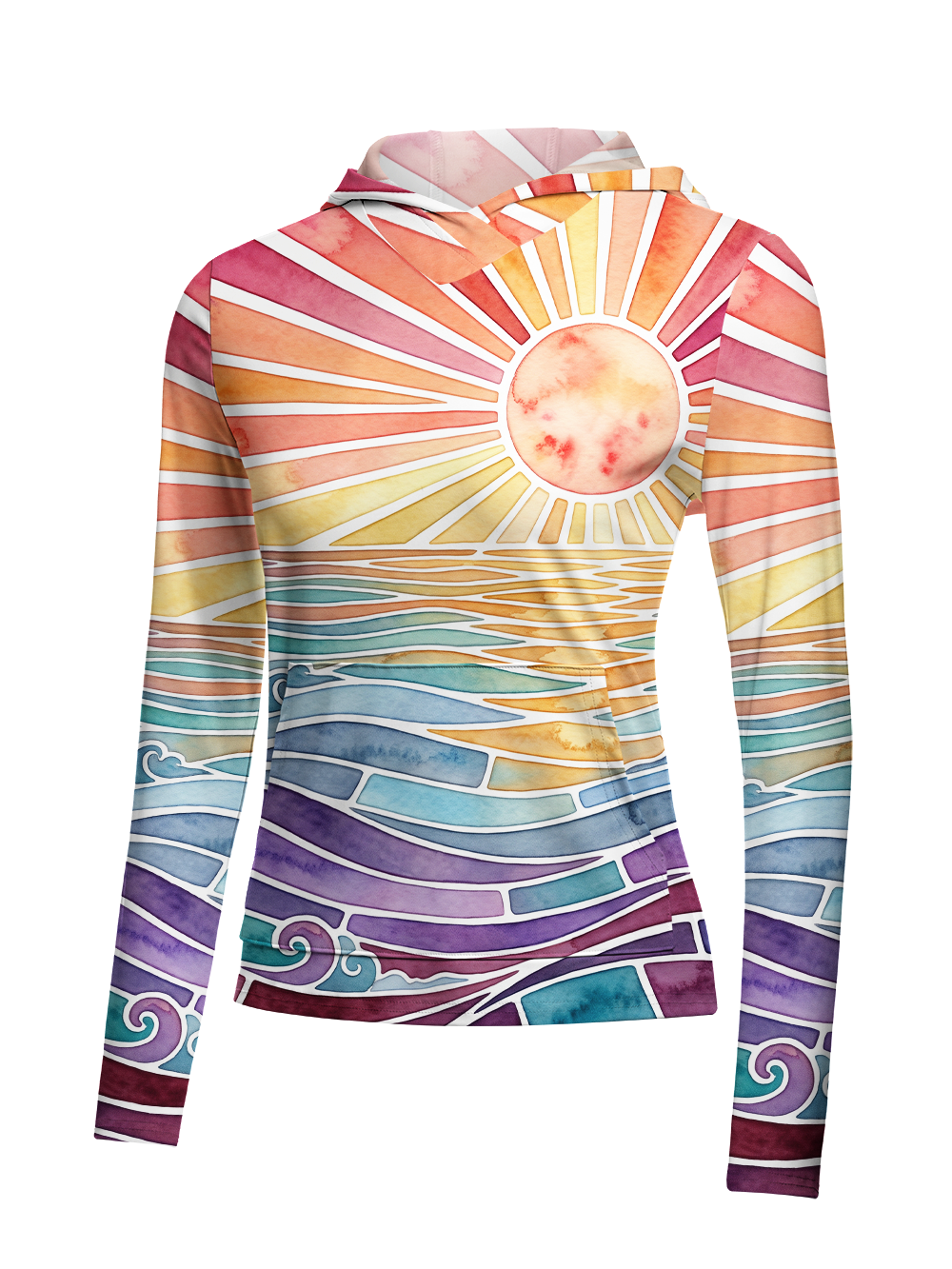 Orionride Colorful Sunset Women's Long Sleeve Cycling Hoodie Shirt
