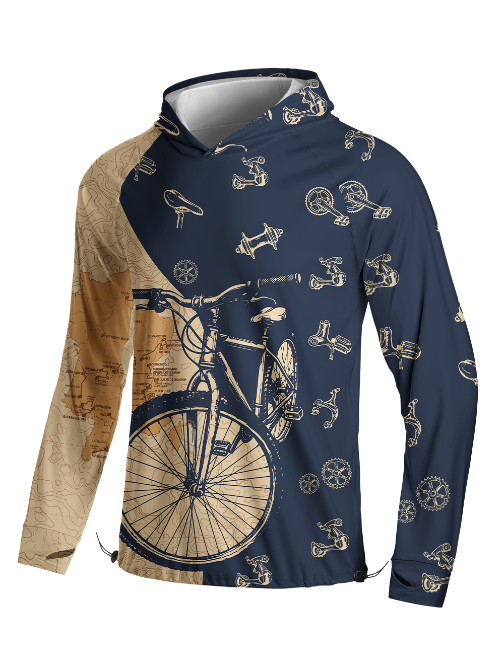 Orionride Crossing The Map Long Sleeve Cycling Hoodie Shirt