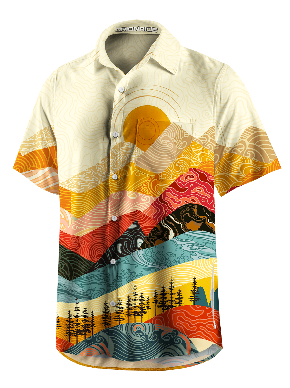 Orionride Waves And Peaks Zipper Pockets Ultra Lightweight Short Sleeves Gravel Shirt