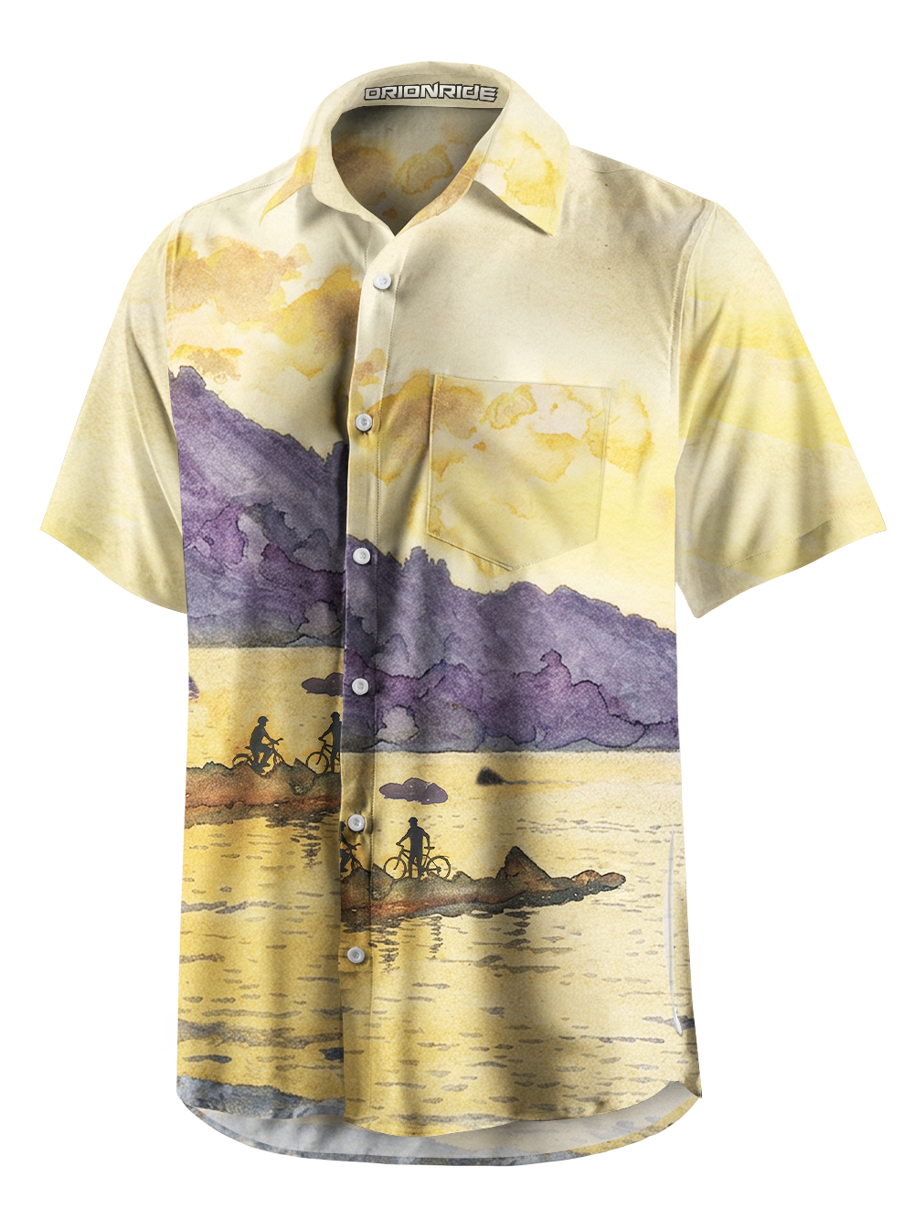 Orionride Dawn Clouds Zipper Pockets Ultra Lightweight Short Sleeves Gravel Shirt