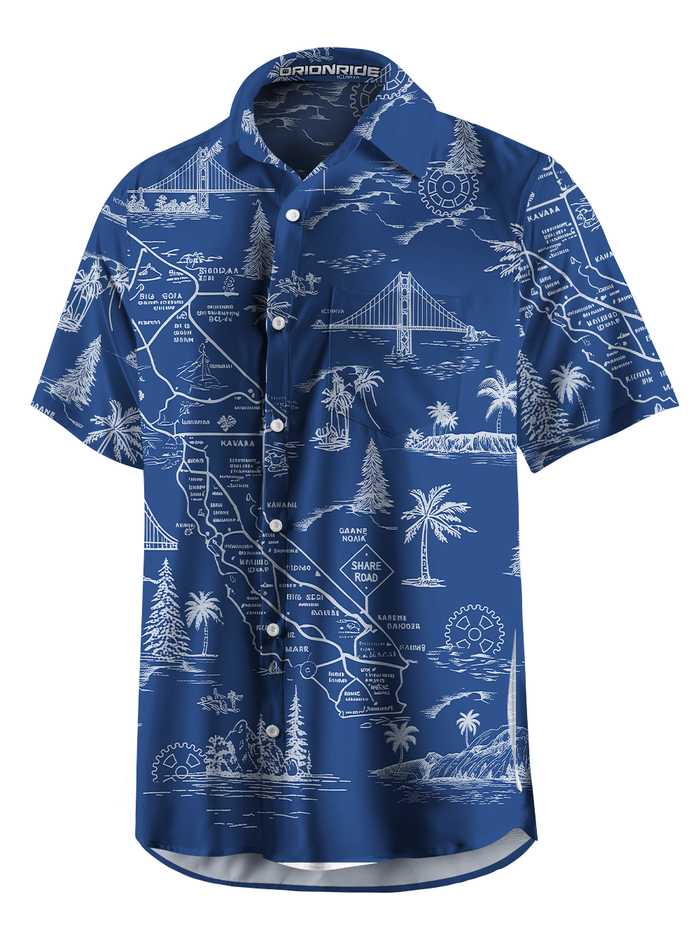 Orionride California Coastline Zipper Pockets Ultra Lightweight Short Sleeves Gravel Shirt