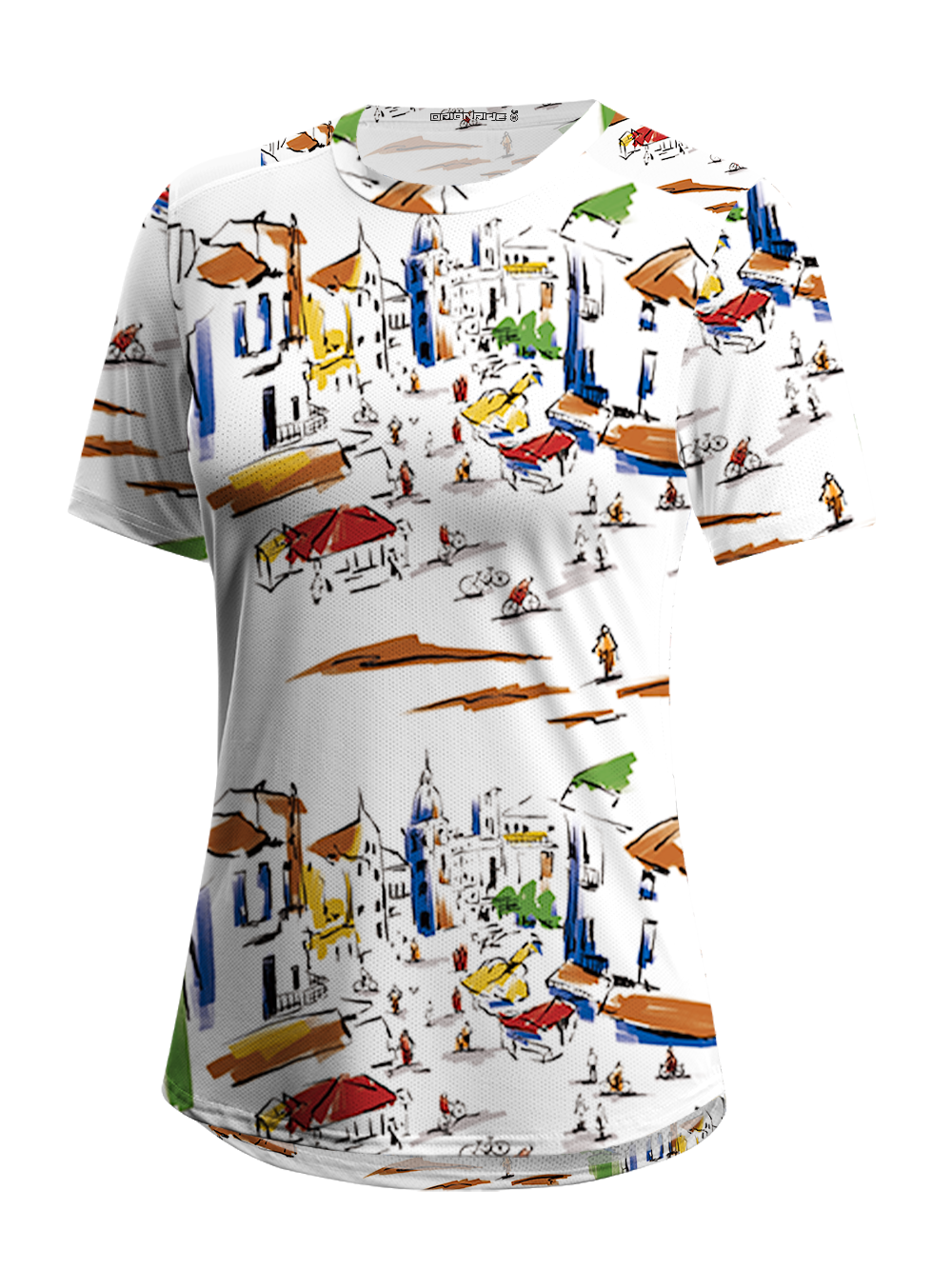 Orionride Hand-painted Street Scene Women's Breathable Short Sleeve T-shirt