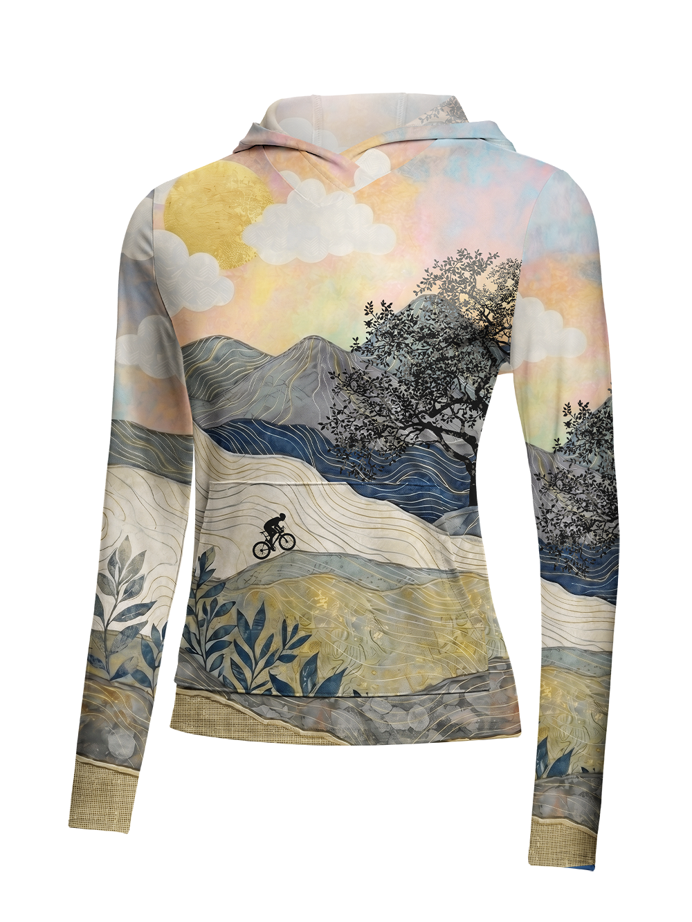 Orionride Mountains And Rivers Women's Long Sleeve Cycling Hoodie Shirt