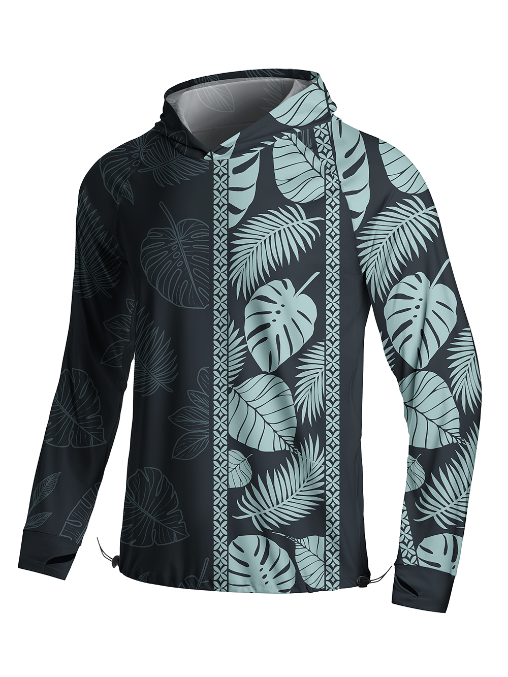 Orionride Striped Monstera Deliciosa Long Sleeve Cycling Hoodie Shirt