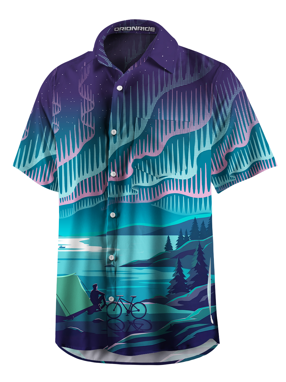 Orionride Spectacular Aurora Zipper Pockets Ultra Lightweight Short Sleeves Gravel Shirt