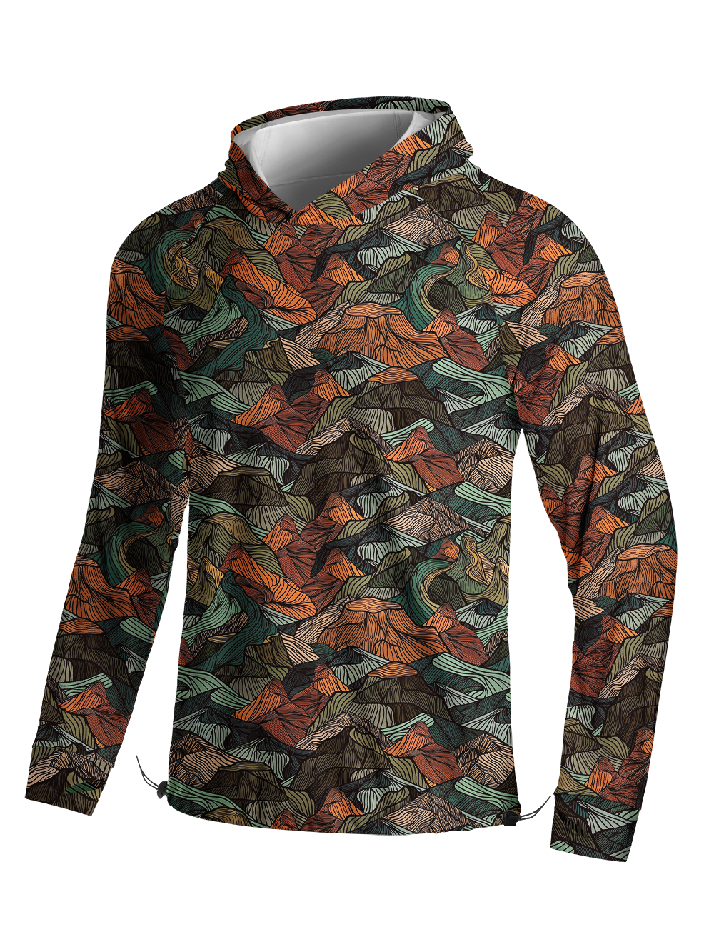 Orionride Layered And Undulating Mountains Long Sleeve Cycling Hoodie Shirt