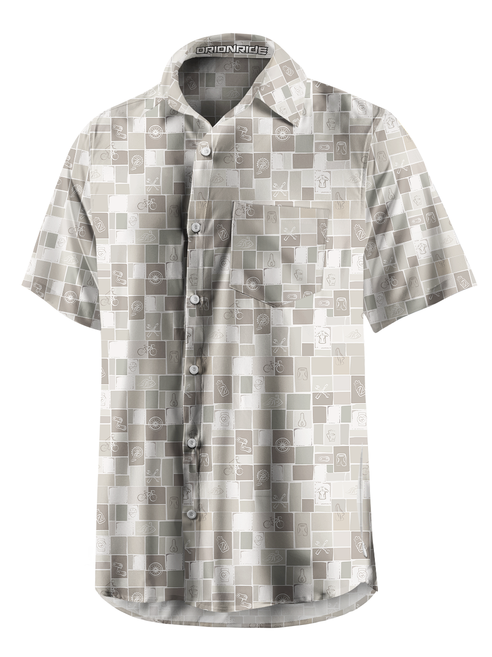 Orionride Elegant Plaid Zipper Pockets Ultra Lightweight Short Sleeves Gravel Shirt