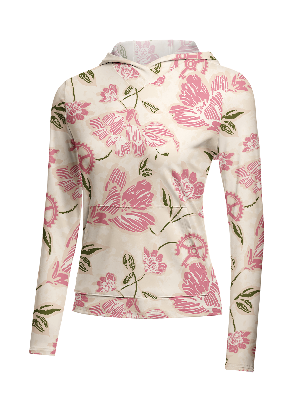 Orionride Floral Art Women's Long Sleeve Cycling Hoodie Shirt