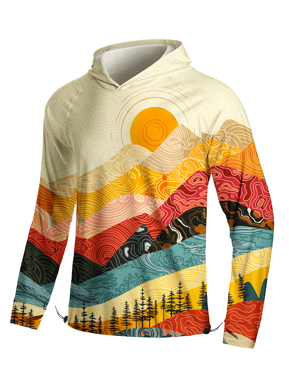 Orionride Waves And Peaks Long Sleeve Cycling Hoodie Shirt