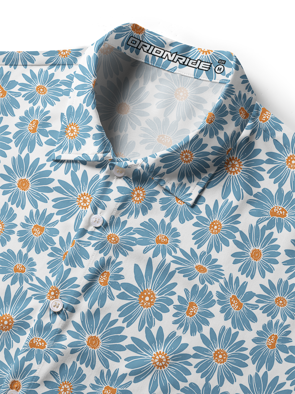 Orionride Blue Daisy Zipper Pockets Ultra Lightweight Short Sleeves Women's Gravel Shirt