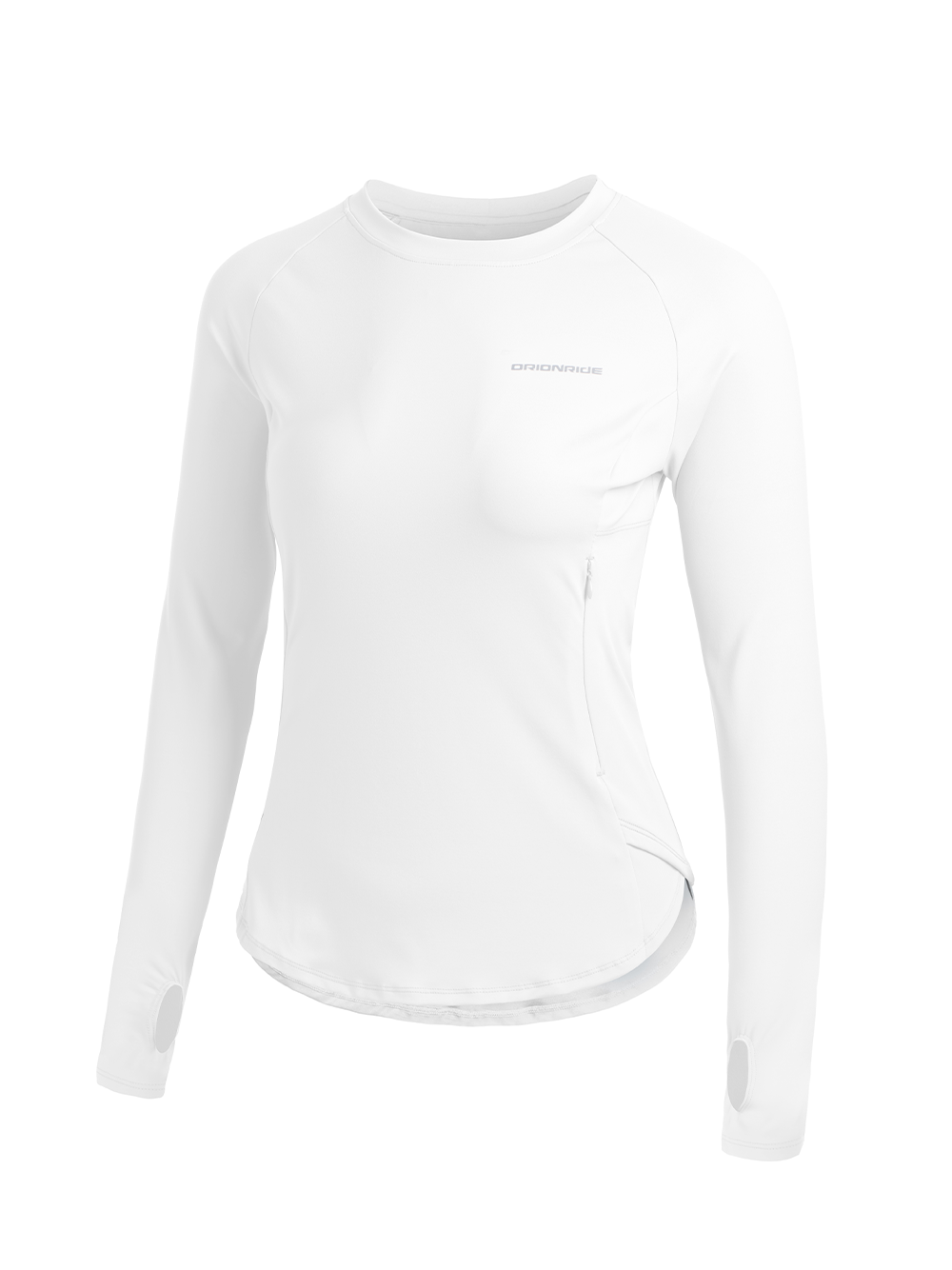 Orionride Women's Zipper Pockets Thumb Holes Long Sleeve Cycling Shirt Red