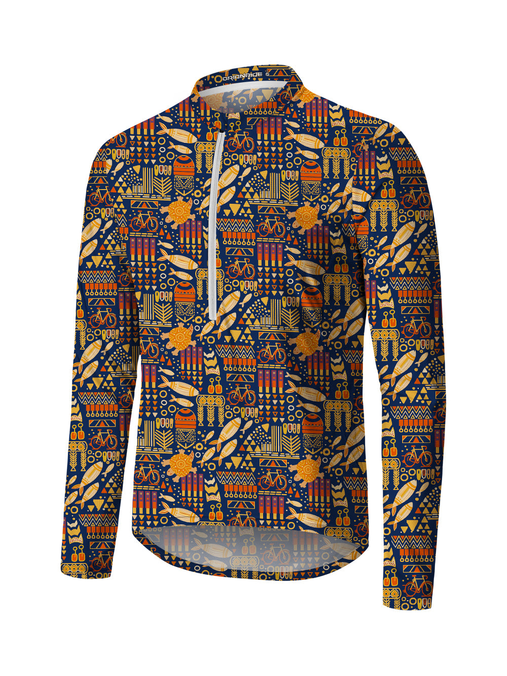 Orionride Bicycle And Fish Long Sleeve Half Zipper Mountain Bike Jersey