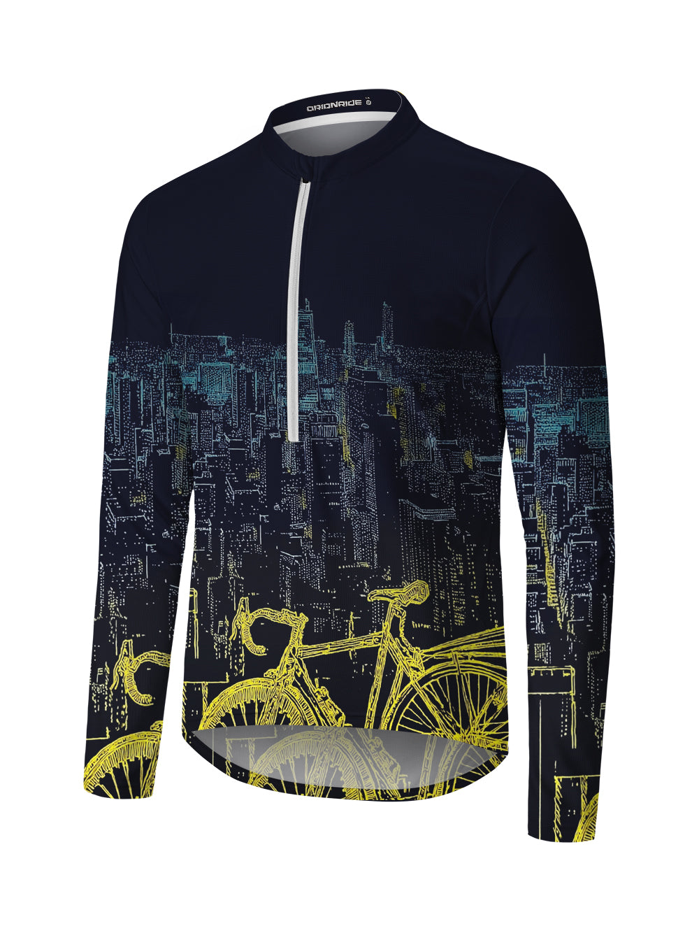 Orionride City Night View Long Sleeve Half Zipper Mountain Bike Jersey