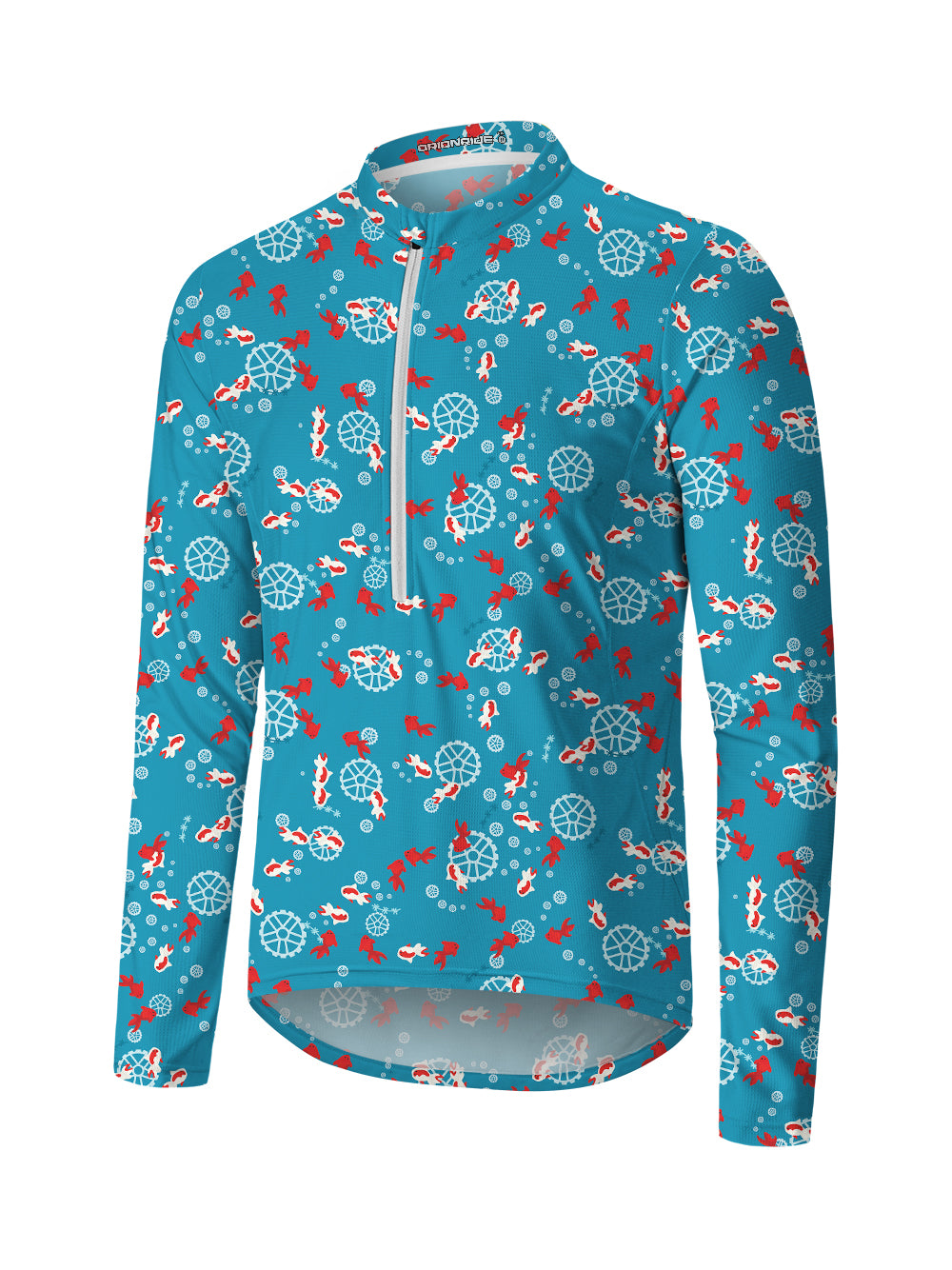Orionride Undersea Goldfish Long Sleeve Half Zipper Mountain Bike Jersey