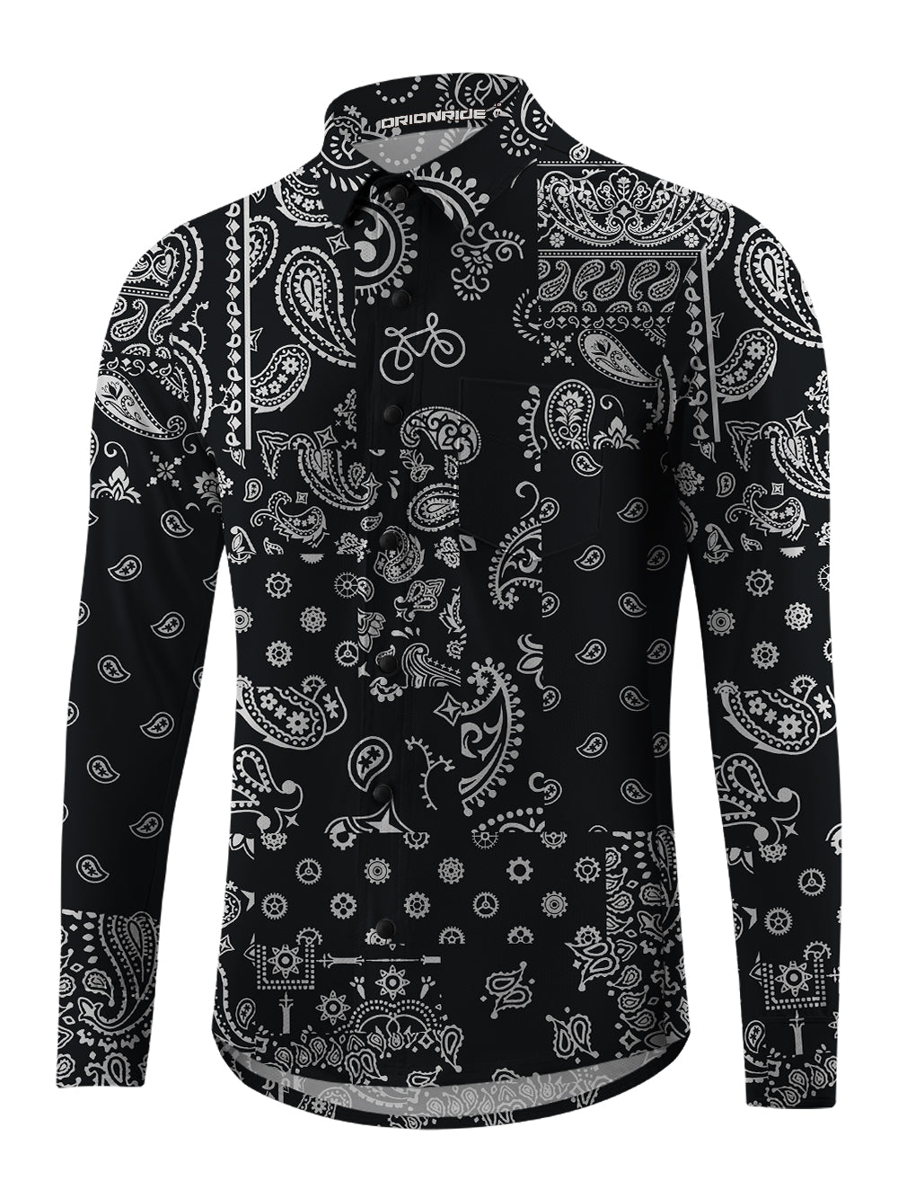 Orionride Gear Cashew Flower Men's Stretchy Breathable Long Sleeve Gravel Shirt