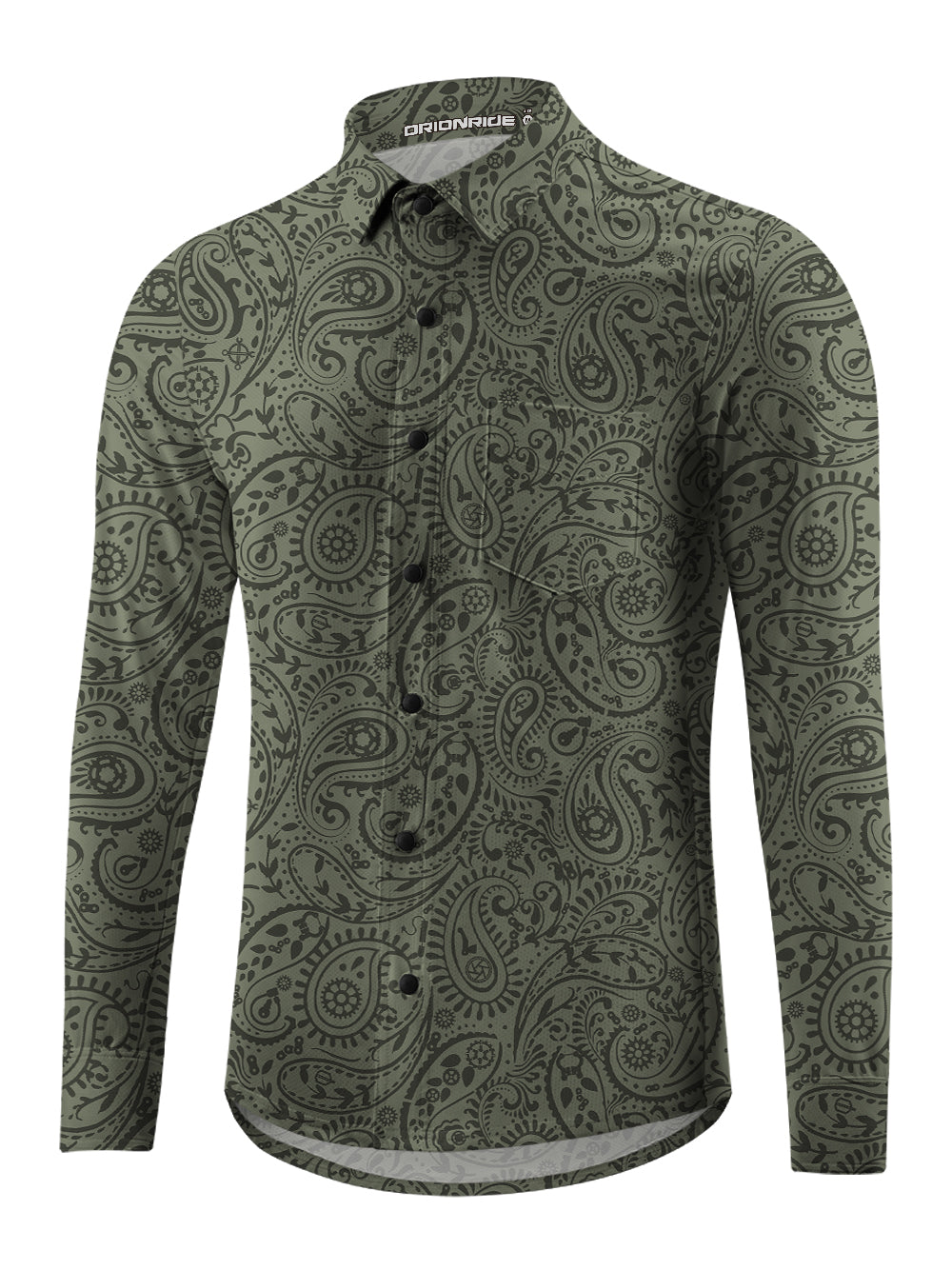 Orionride Lush Cashew Flowers Men's Stretchy Breathable Long Sleeve Gravel Shirt
