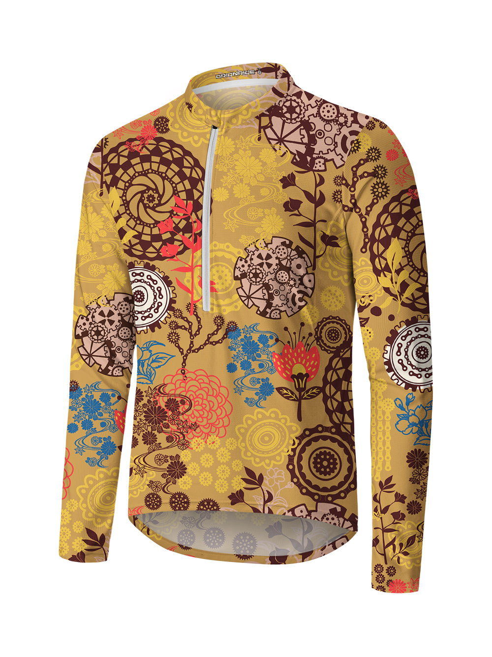 Orionride Magical Flowers Long Sleeve Half Zipper Mountain Bike Jersey