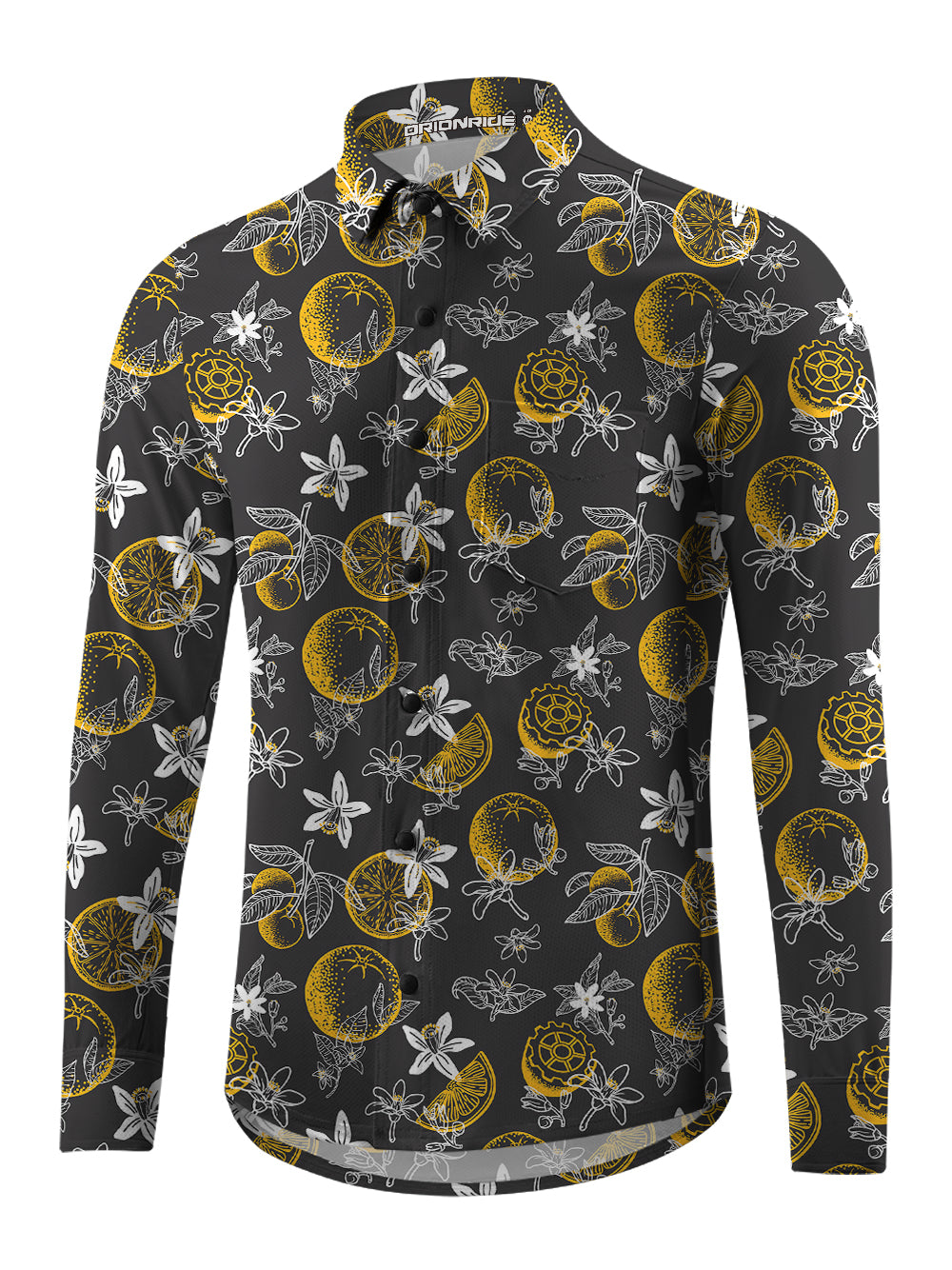 Orionride Fresh Oranges Men's Stretchy Breathable Long Sleeve Gravel Shirt