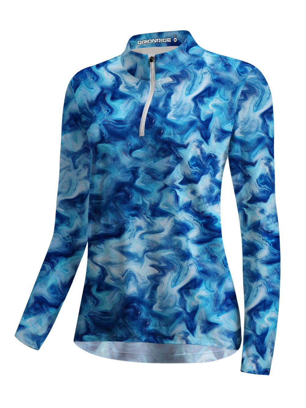 Orionride Blue Water Ripples Women's Quarter Zipper Long Sleeve Jersey