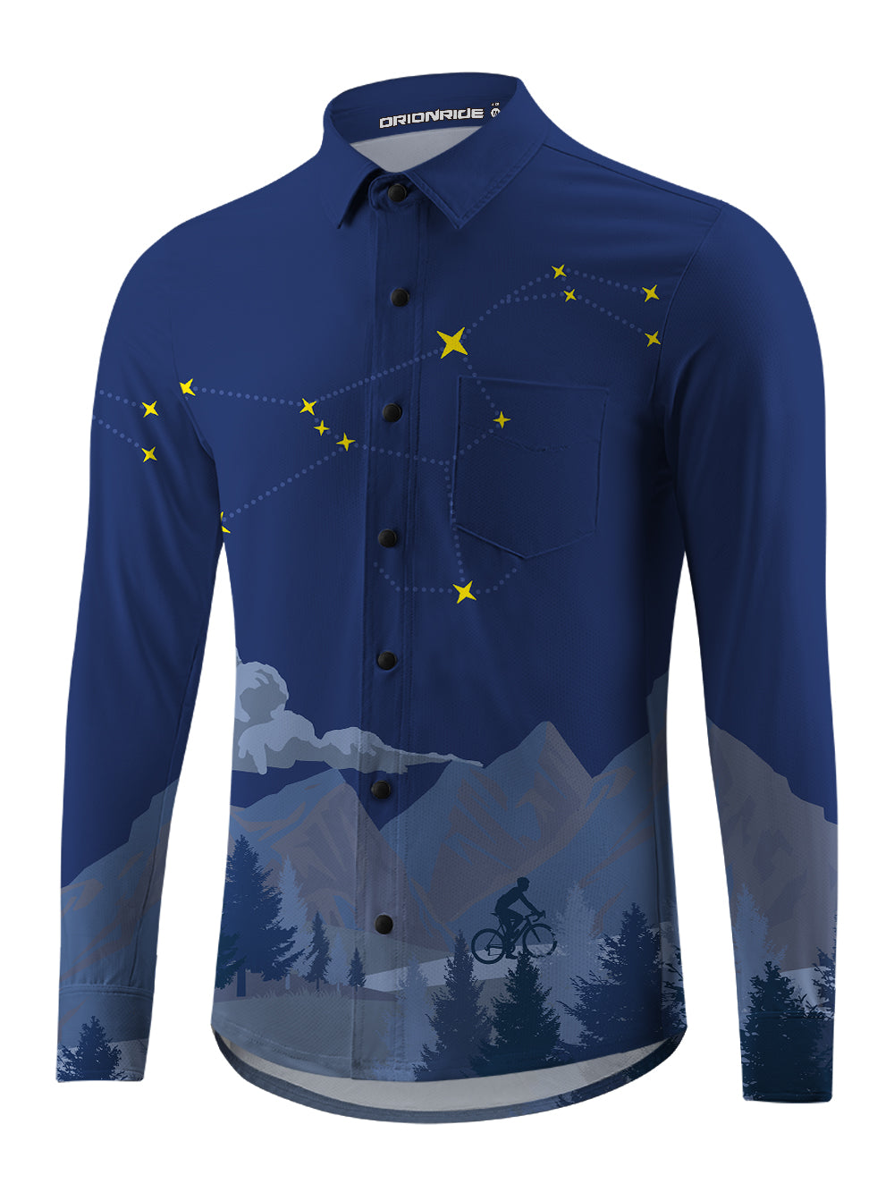 Orionride Cycling Under The Stars Men's Stretchy Breathable Long Sleeve Gravel Shirt
