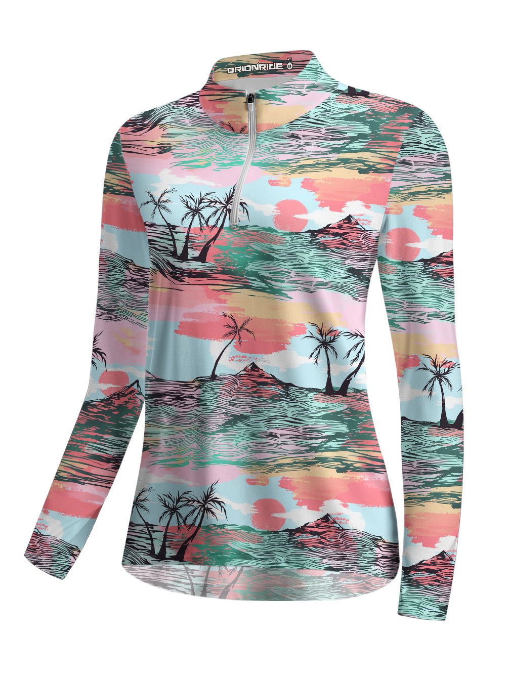 Orionride Sunset Over The Island Women's Quarter Zipper Long Sleeve Jersey