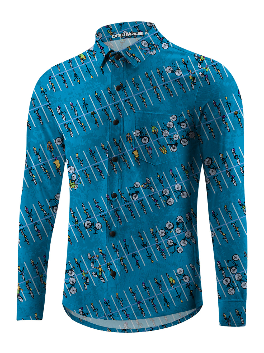 Orionride Bicycle Parking Lot Men's Stretchy Breathable Long Sleeve Gravel Shirt