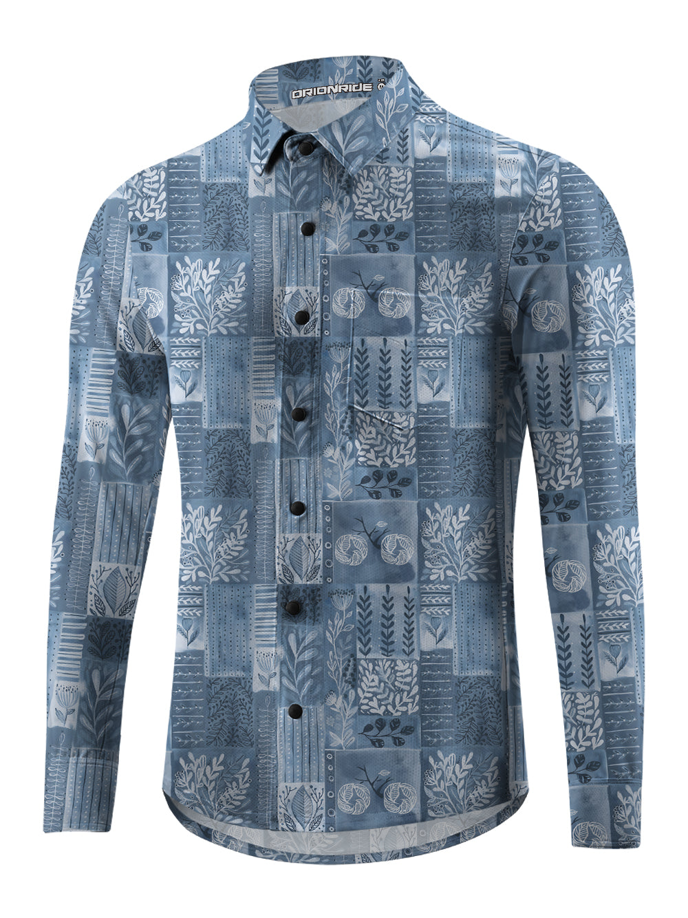 Orionride Bicycle Jigsaw Puzzle Men's Stretchy Breathable Long Sleeve Gravel Shirt