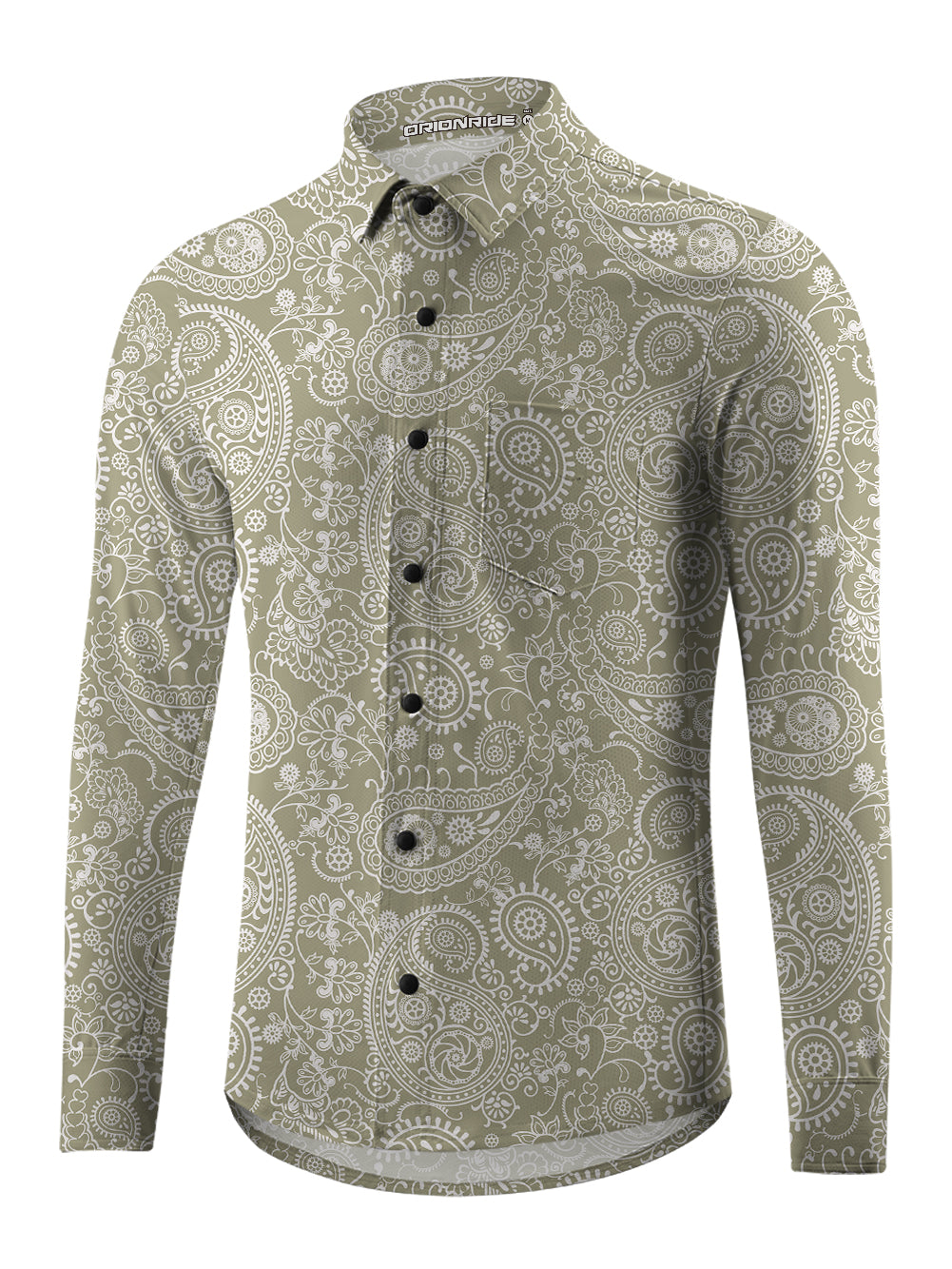Orionride Wonderful Cashew Flower Men's Stretchy Breathable Long Sleeve Gravel Shirt