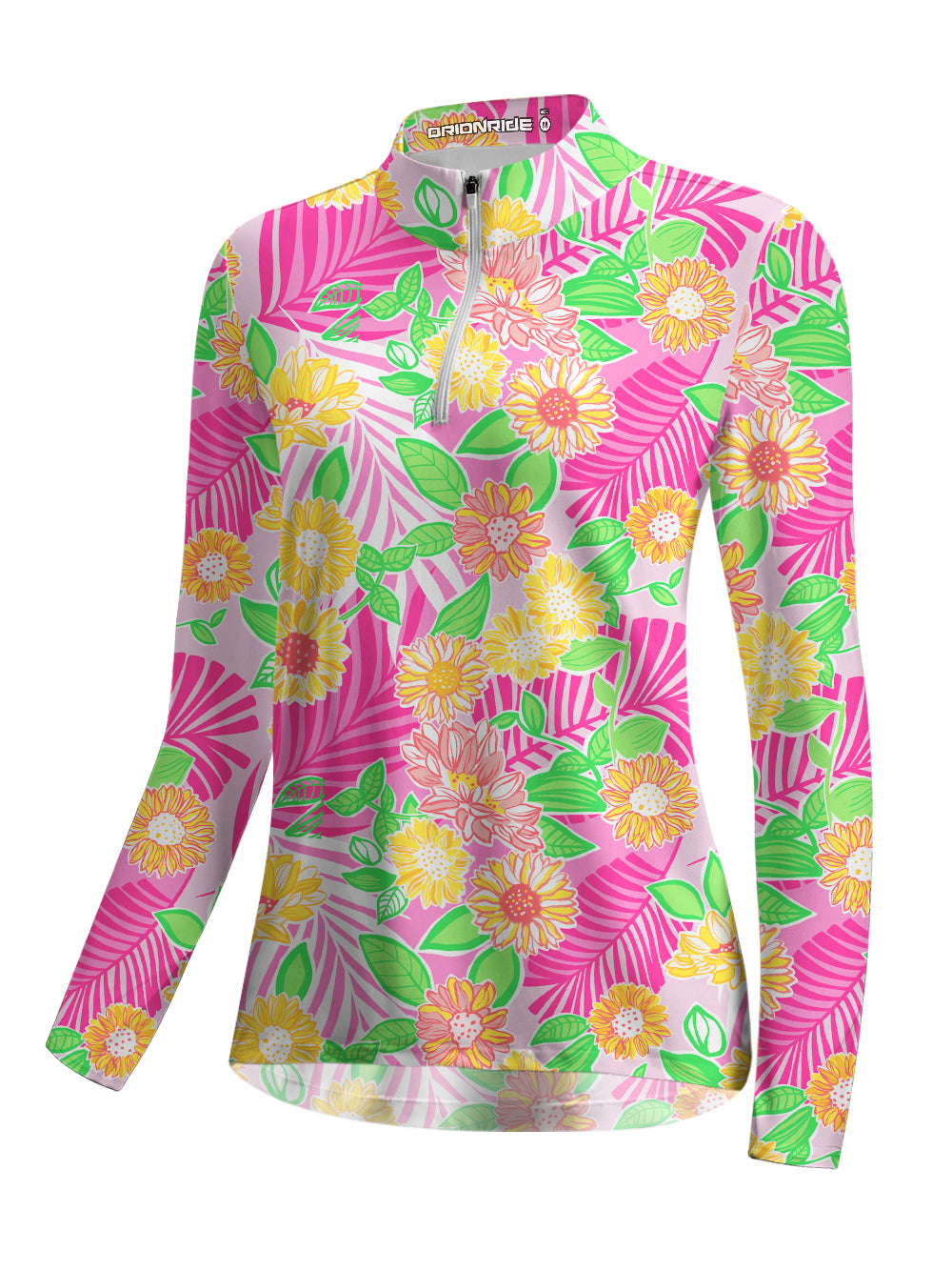 Orionride Tropical Style Women's Quarter Zipper Long Sleeve Jersey