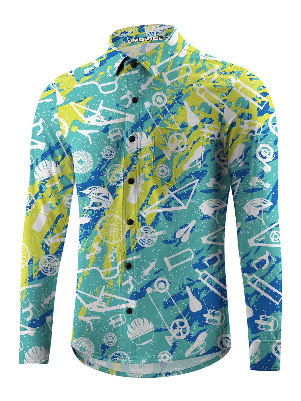 Orionride Graffiti Parts Men's Stretchy Breathable Long Sleeve Gravel Shirt