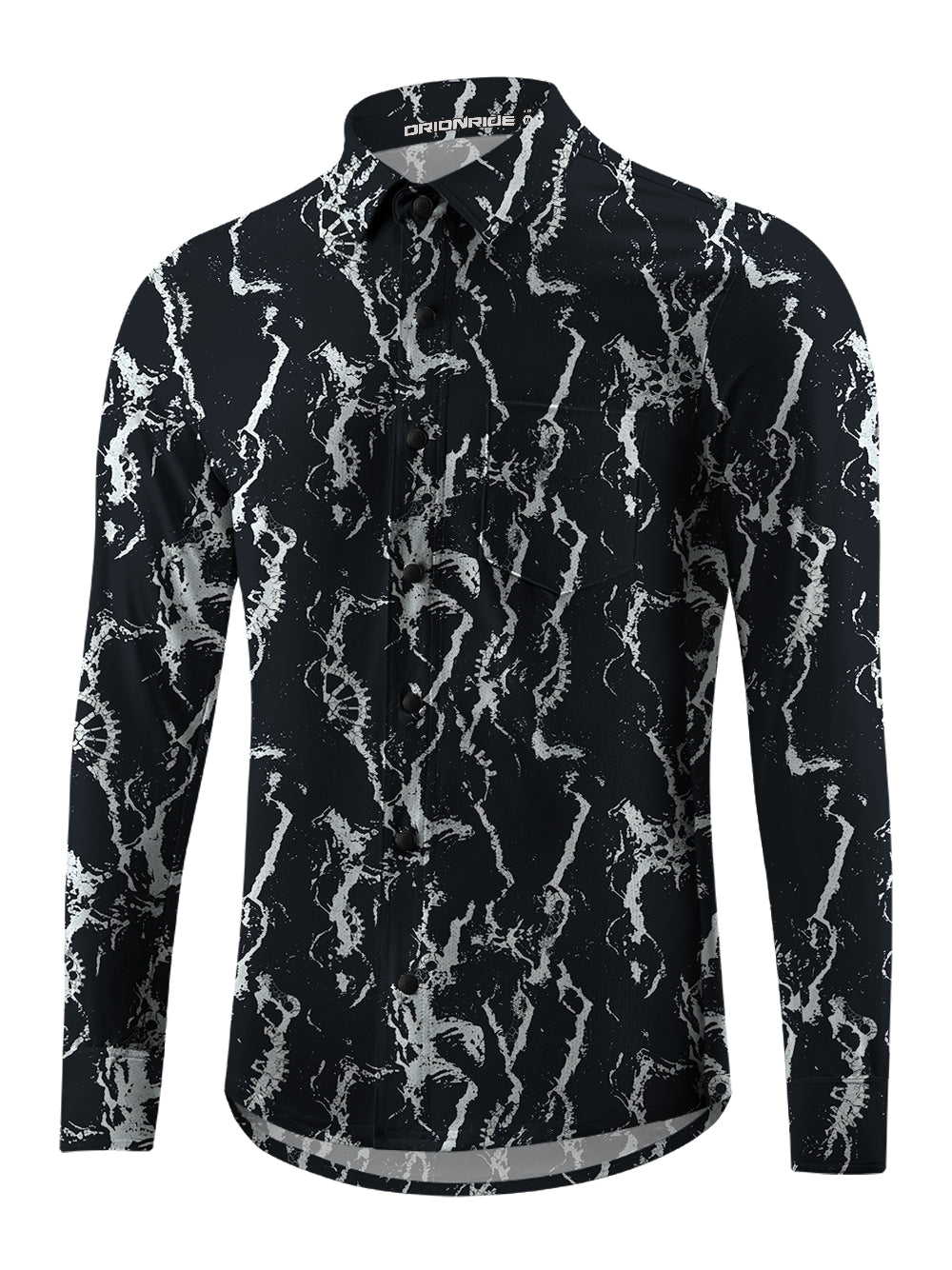 Orionride Marble Stripes Men's Stretchy Breathable Long Sleeve Gravel Shirt