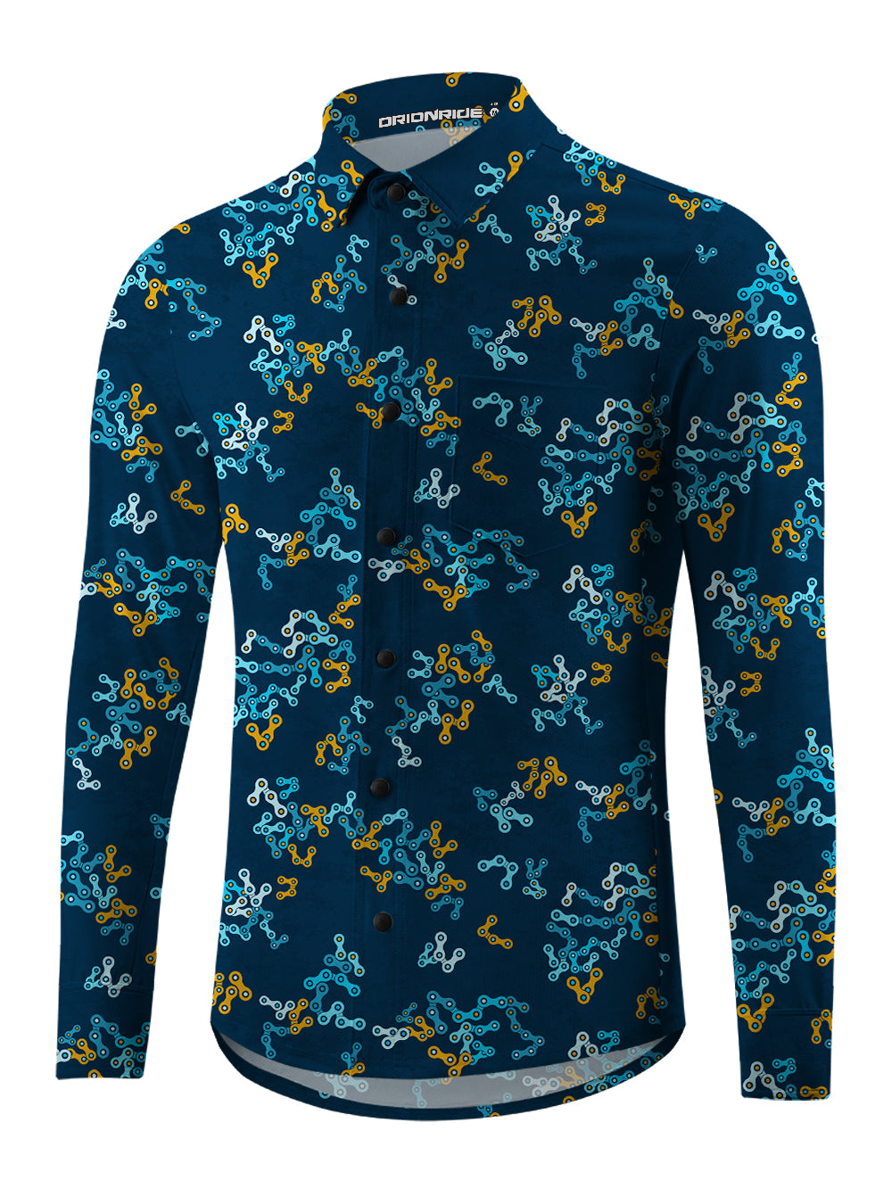 Orionride Interwoven Chains Men's Stretchy Breathable Long Sleeve Gravel Shirt