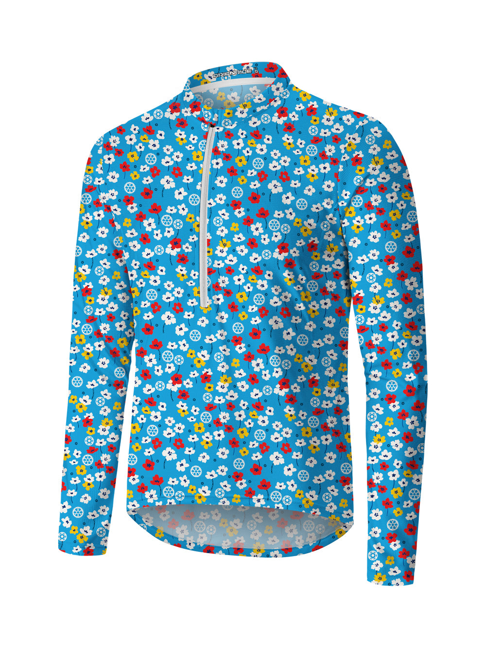 Orionride Floral Gear Long Sleeve Half Zipper Mountain Bike Jersey