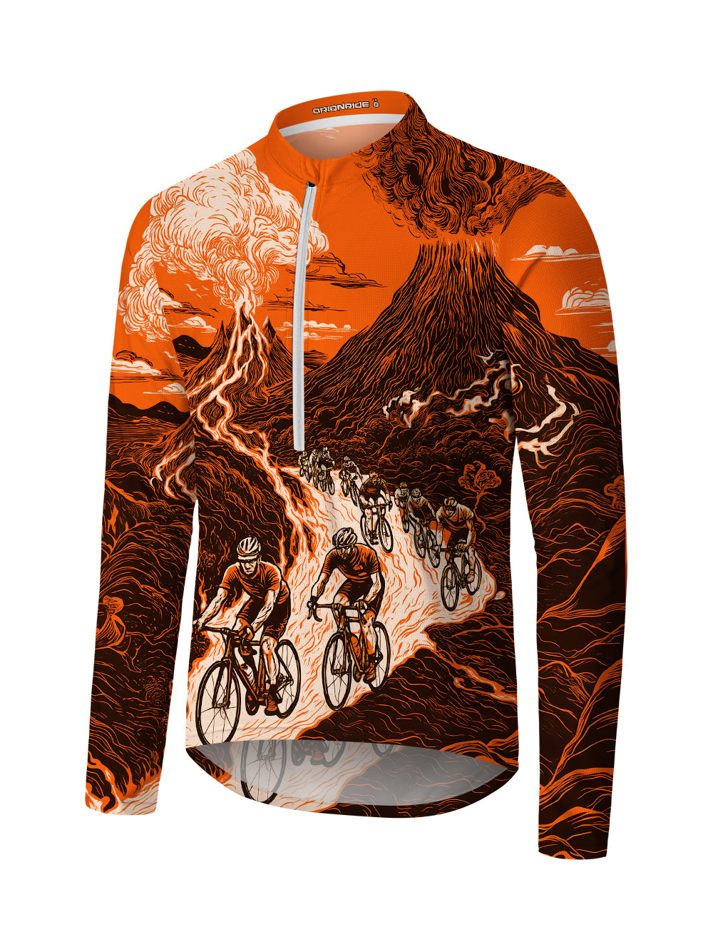 Orionride Volcanic Eruption Long Sleeve Half Zipper Mountain Bike Jersey