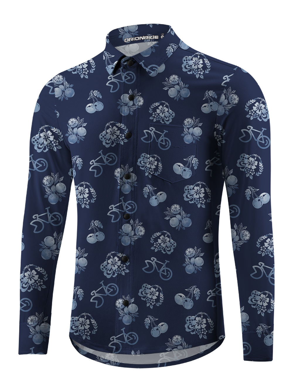 Orionride Sweet Orange Men's Stretchy Breathable Long Sleeve Gravel Shirt